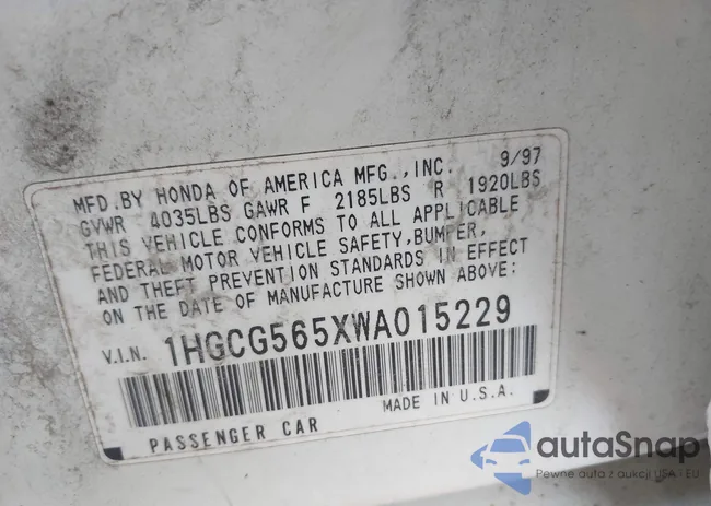 1HGCG565XWA015229: 42998927