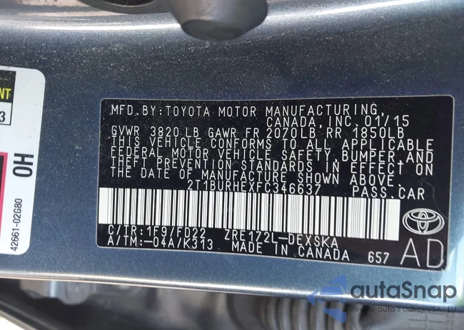 2T1BURHEXFC346637: 42997941