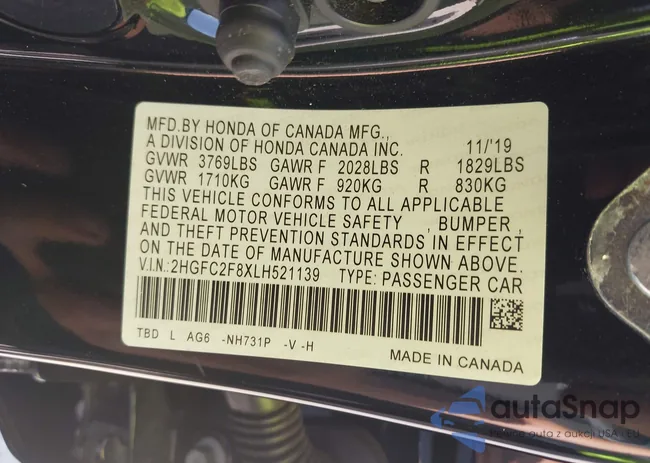 2HGFC2F8XLH521139: 42997961