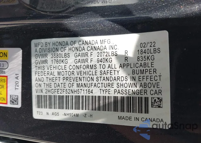 2HGFE2F52NH571164: 42998124