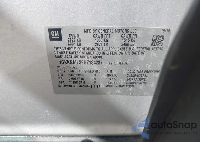 1GKKNMLS2HZ184237: 42998161