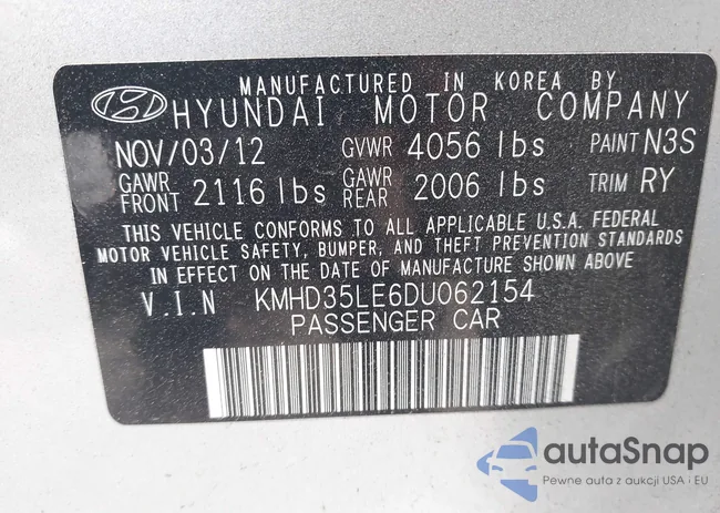 KMHD35LE6DU062154: 42998181