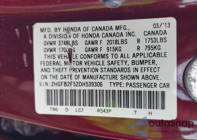 2HGFB2F52DH539306: 42998261