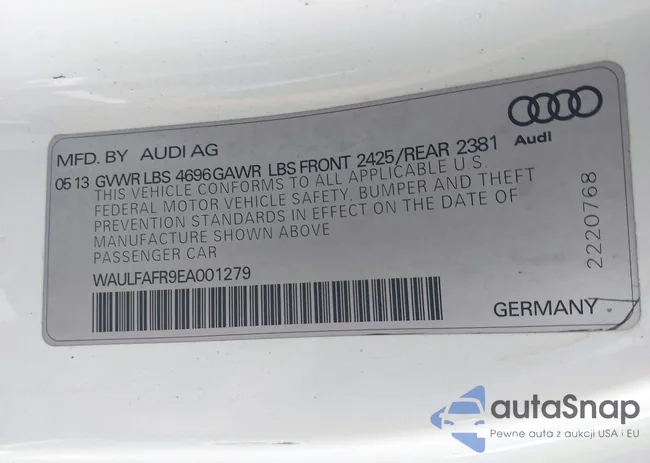 WAULFAFR9EA001279: 42999334