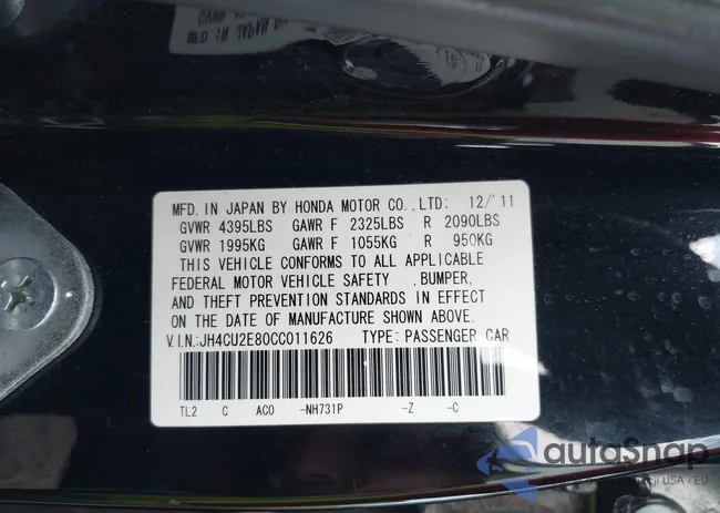 JH4CU2E80CC011626: 42999439