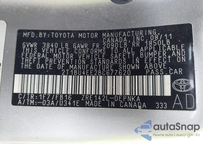 2T1BU4EE2BC677620: 42999484