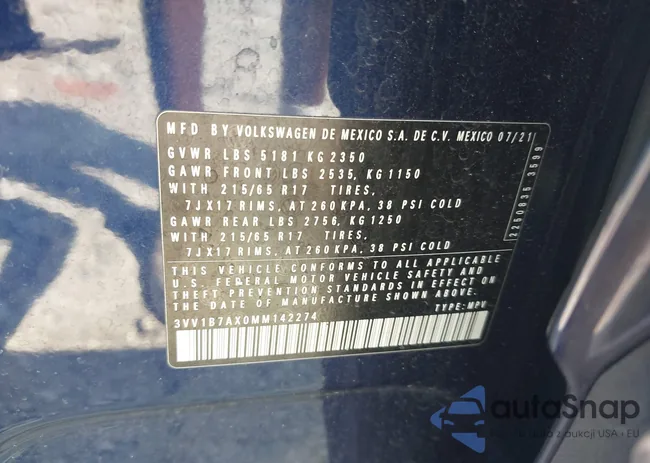 3VV1B7AX0MM142274: 42999836