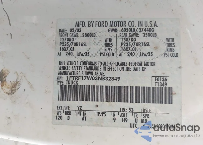 1FTRF17W03NB32849: 42999923