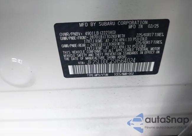 JF2SLDDC2SH564024: 42998999