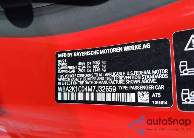 WBA2K1C04M7J32659: 42999002