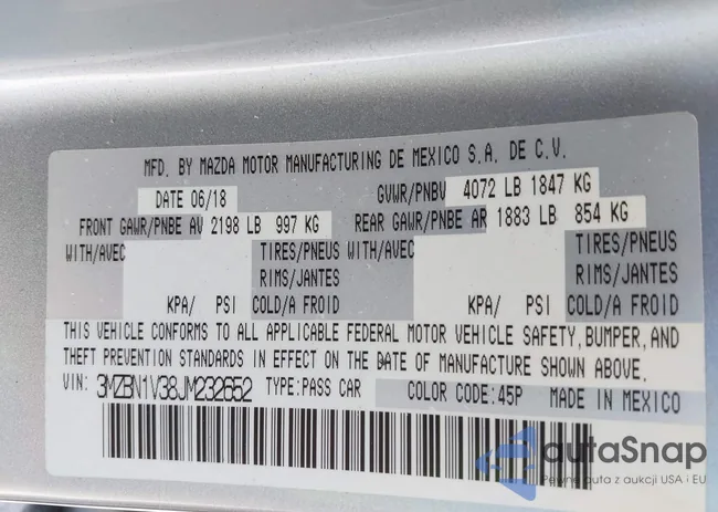 3MZBN1V38JM232652: 42999139