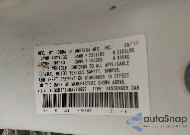 1HGCR2F54HA293667: 42999140