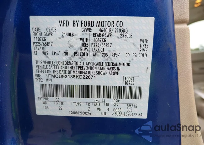 1FMCU93138KD22671: 42999319