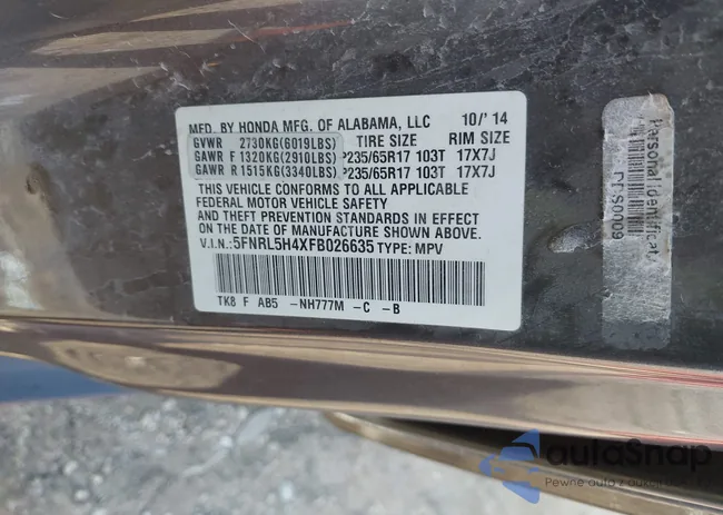 5FNRL5H4XFB026635: 43000363