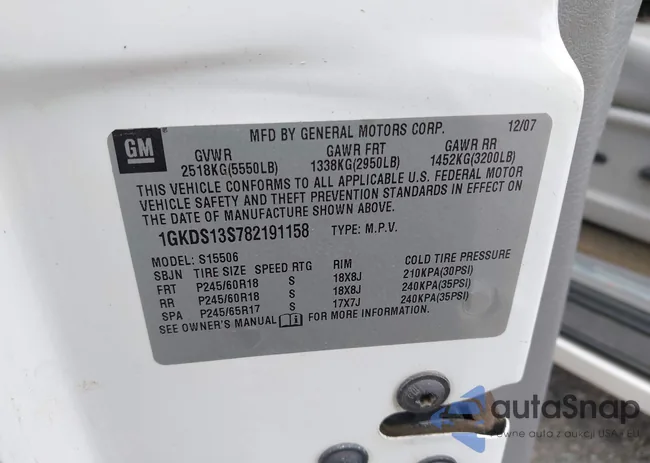 1GKDS13S782191158: 43000401