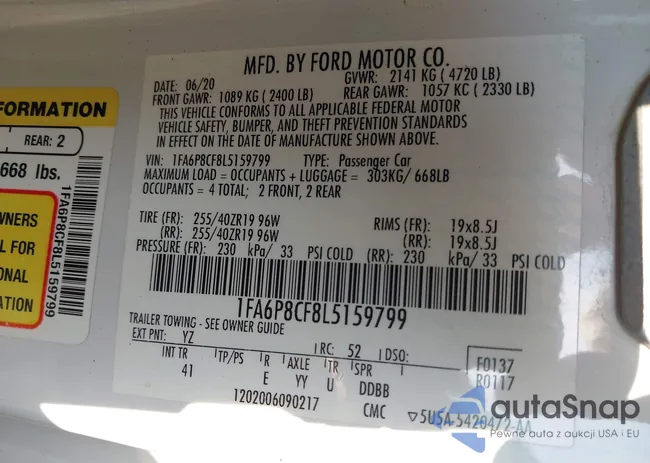 1FA6P8CF8L5159799: 43000508