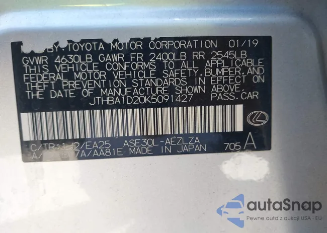 JTHBA1D20K5091427: 43000547