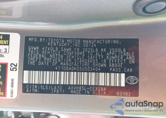 4T1DBADK0SU503404: 43000556