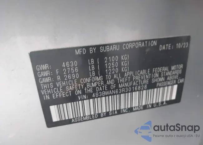 4S3BWAN63R3016828: 43000560