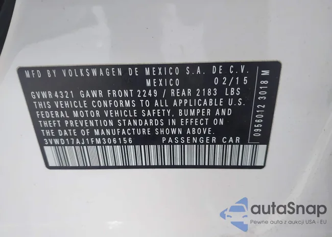 3VWD17AJ1FM306156: 43000563