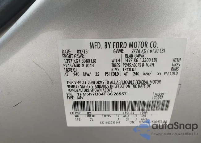 1FM5K7B84FGC28557: 43000611