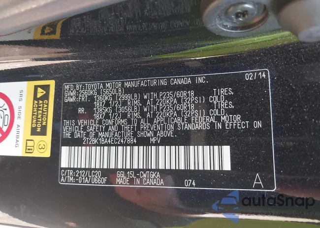 2T2BK1BA4EC247884: 43000640