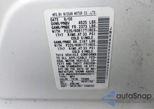 JN8AS58V09W433571: 43000657