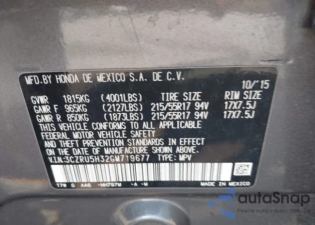 3CZRU5H32GM719677: 43000188