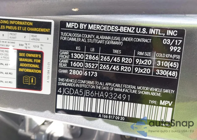 4JGDA5JB6HA932491: 43000322