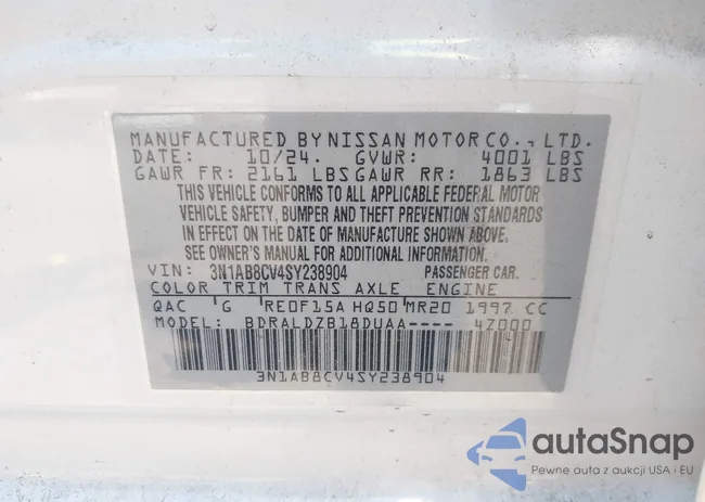 3N1AB8CV4SY238904: 43001494