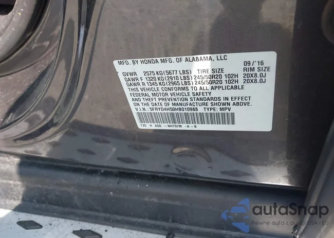 5FRYD4H50HB010988: 43001557