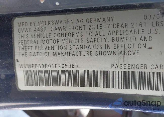 WVWPD63B01P265089: 43001629