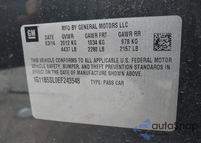 1G11B5SL0EF243548: 43001652