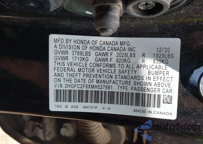 2HGFC2F8XMH527881: 43001735