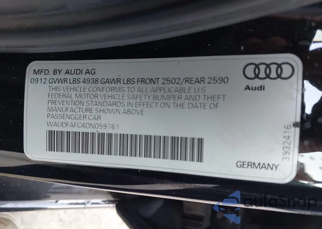 WAUDFAFC4DN059761: 43001808