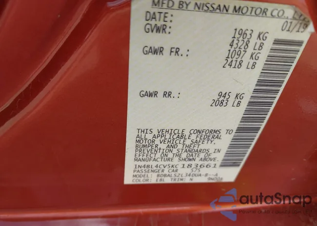 1N4BL4CV5KC183661: 43001835