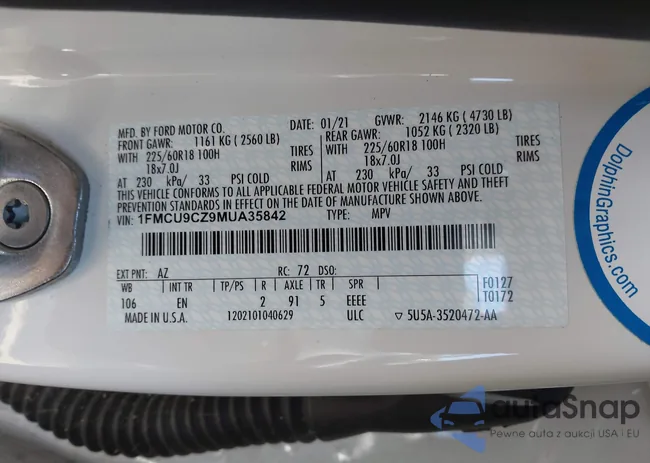 1FMCU9CZ9MUA35842: 43001898