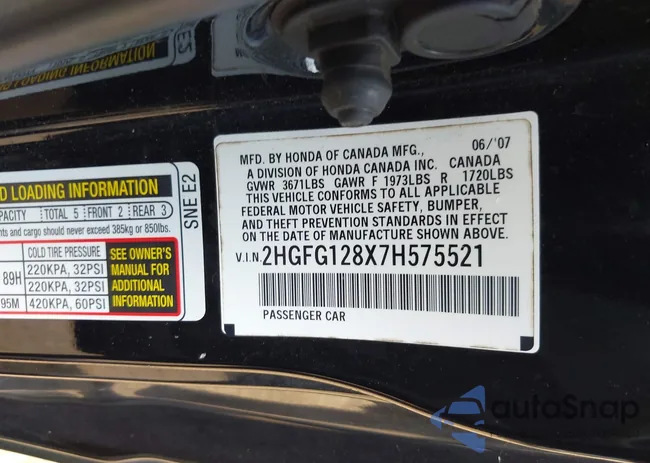 2HGFG128X7H575521: 43001906