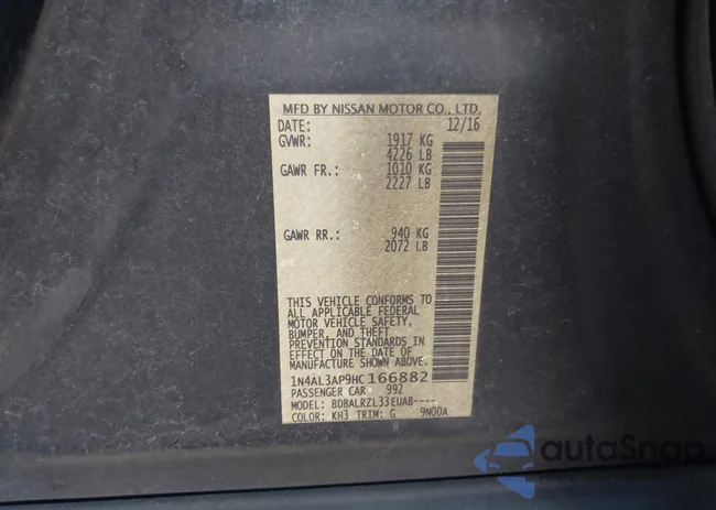 1N4AL3AP9HC166882: 43001929