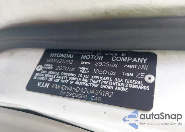 KMHDN45D42U439182: 43000954