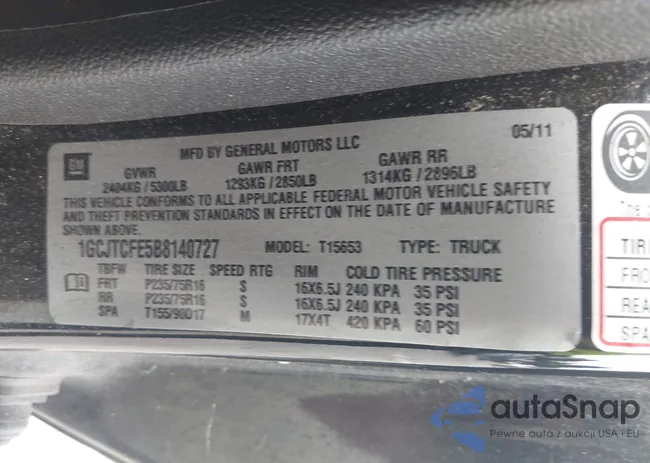 1GCJTCFE5B8140727: 43001107