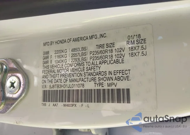 5J8TB3H31JL011078: 43001125