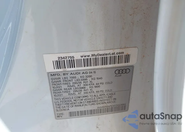 WA1WMAFE5FD023664: 43001941