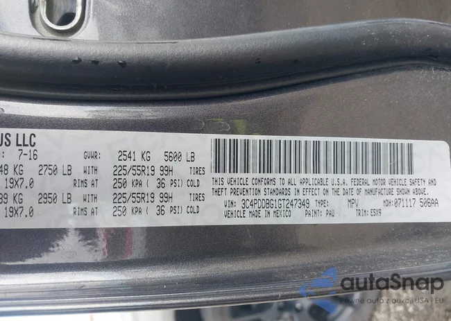 3C4PDDBG1GT247349: 43002009