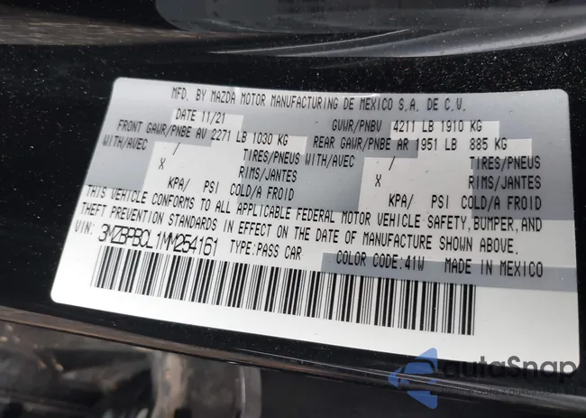 3MZBPBCL1MM254161: 43002093