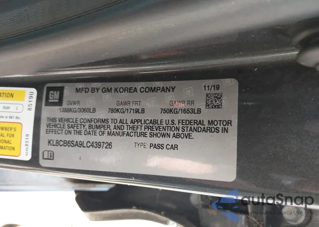 KL8CB6SA9LC439726: 43002111