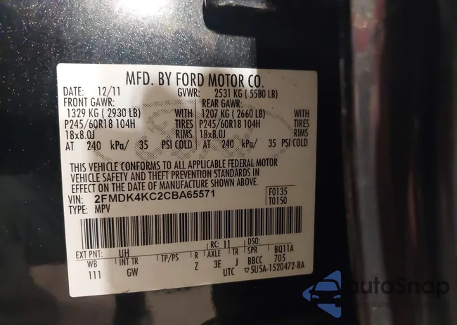 2FMDK4KC2CBA65571: 43003295