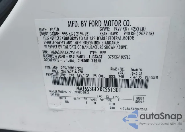 MAJ6S3GLXKC251301: 43003314