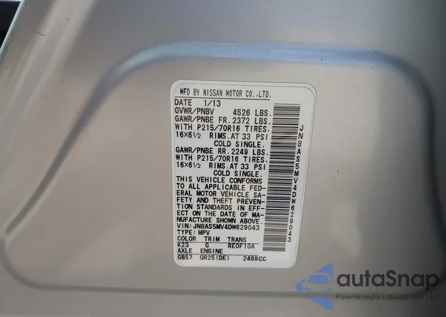 JN8AS5MV4DW629043: 43003316