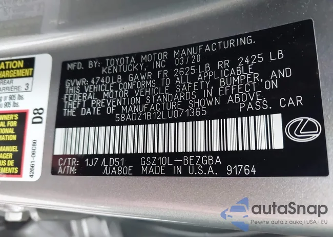 58ADZ1B12LU071365: 43003385